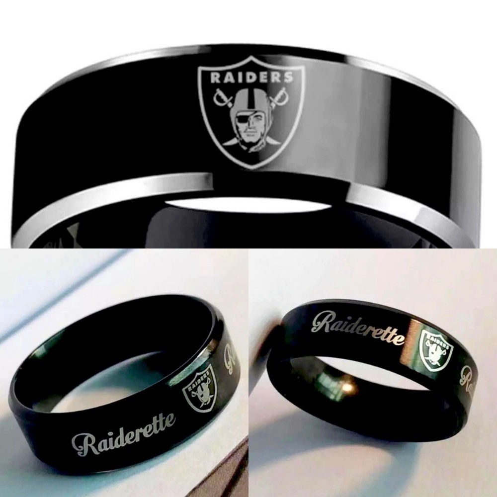 Las Vegas Raiders His and Hers Raiders 8mm Titanium Rings